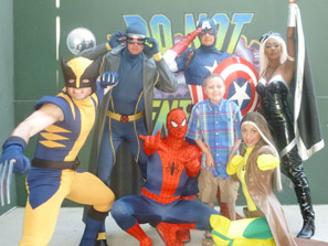 Shaymus with various superheros Shaymus with various superheros